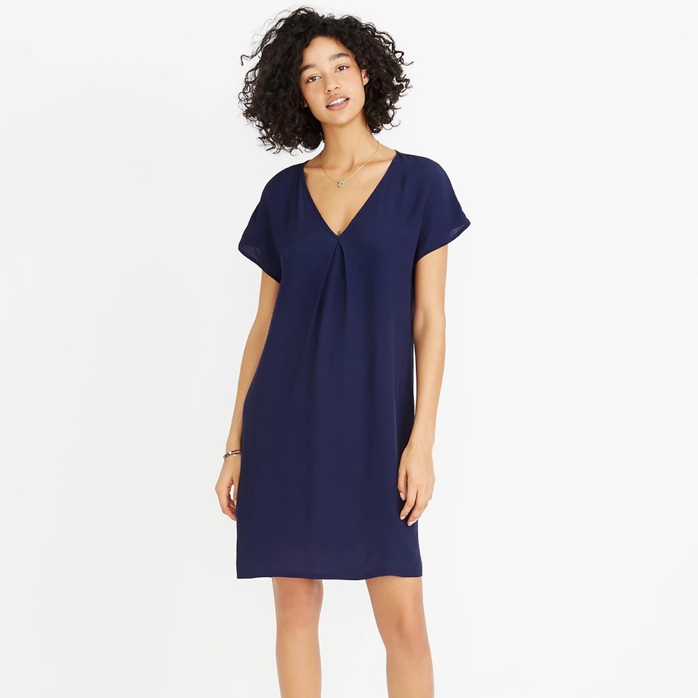Madewell Women's Moment Dress Navy Blue Style # J1053, Size Small